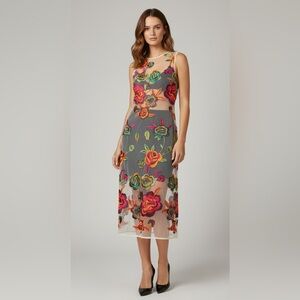 Alexia Admor Sheer Embroidered Floral Midi Dress